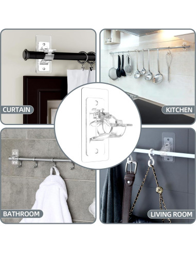 Soportes de Varilla de Cortina Adhesivos Goabroa - 16 Paquetes