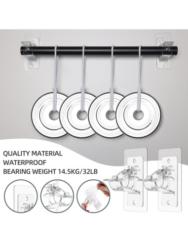 Soportes de Varilla de Cortina Adhesivos Goabroa - 16 Paquetes
