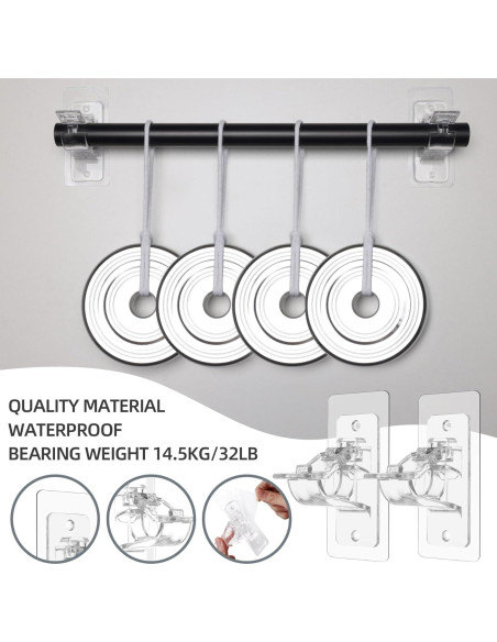 Soportes de Varilla de Cortina Adhesivos Goabroa - 16 Paquetes