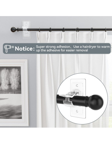 Soportes de Varilla de Cortina Adhesivos Goabroa - 16 Paquetes