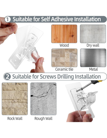 Soportes de Varilla de Cortina Adhesivos Goabroa - 16 Paquetes