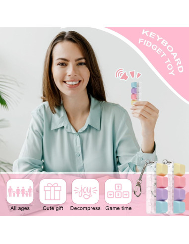 Teclado Antiestrés Portátil Genérico con Llavero - 4 Teclas Colores