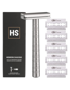 Maquinilla de Afeitar Henson - Doble Cuchilla Aluminio con 5 Repuestos
