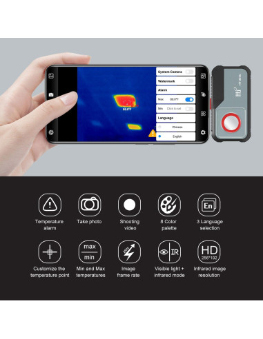 Cámara Térmica Hti HT-203U 256x192 para Android - Infrarroja