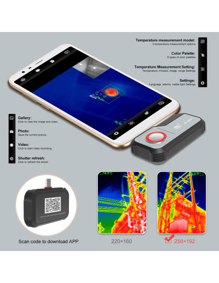 Cámara Térmica Hti HT-203U 256x192 para Android - Infrarroja