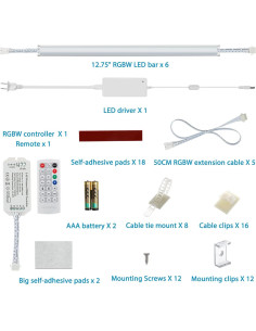 Kit de luces LED bajo gabinete Litever RGB + 5000K regulable 2