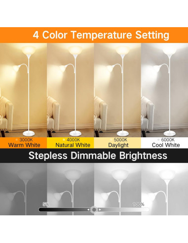 Lámpara de Pie LED OUTON 182 cm con Control Remoto y 2 Luces