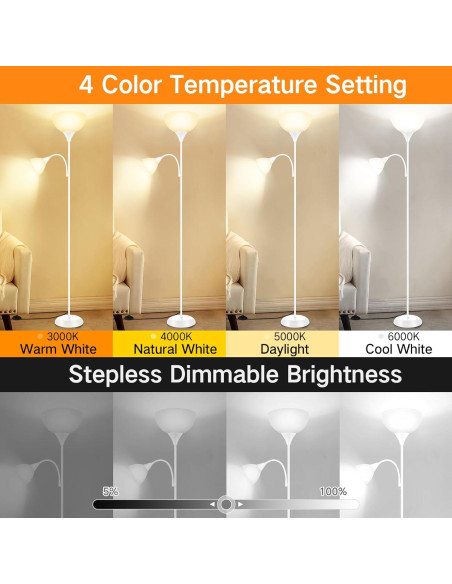 Lámpara de Pie LED OUTON 182 cm con Control Remoto y 2 Luces
