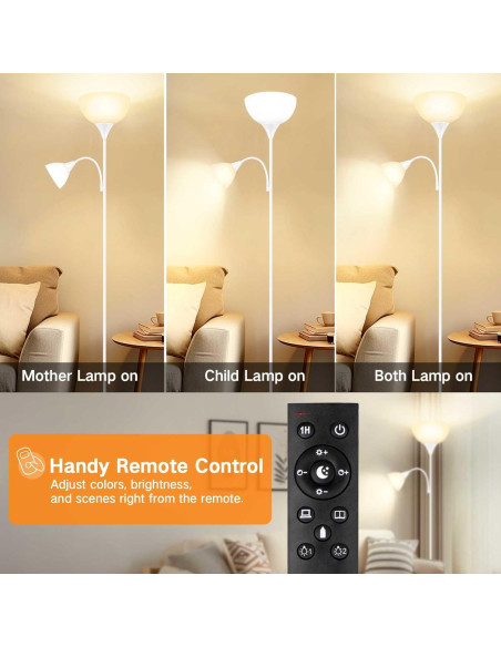 Lámpara de Pie LED OUTON 182 cm con Control Remoto y 2 Luces