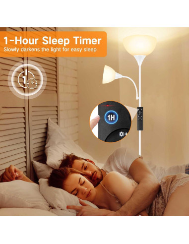 Lámpara de Pie LED OUTON 182 cm con Control Remoto y 2 Luces