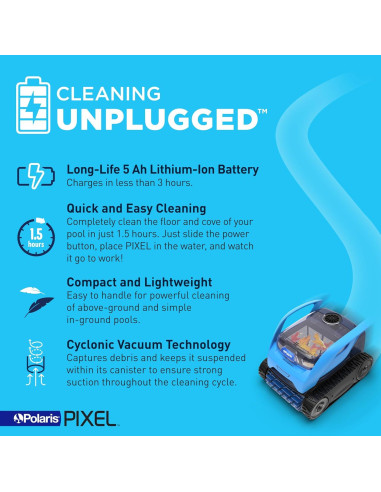 Limpiador Robótico Sin Cable Polaris Pixel para Piscinas 9.14m