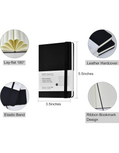 Cuadernos de Bolsillo Coopay 4 Paquete Tapa Dura Negro 160 Páginas 2