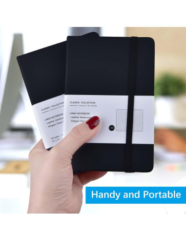 Cuadernos de Bolsillo Coopay 4 Paquete Tapa Dura Negro 160 Páginas