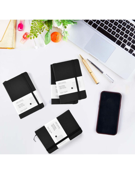 Cuadernos de Bolsillo Coopay 4 Paquete Tapa Dura Negro 160 Páginas Cuadernos de Bolsillo Coopay 4 Paquete Tapa Dura Negro 160 Páginas