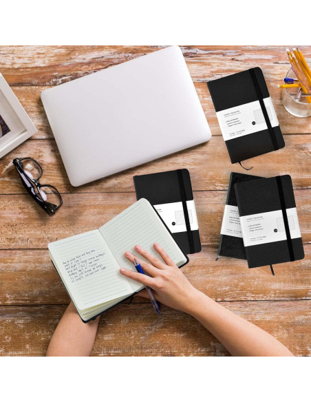 Cuadernos de Bolsillo Coopay 4 Paquete Tapa Dura Negro 160 Páginas Cuadernos de Bolsillo Coopay 4 Paquete Tapa Dura Negro 160 Páginas