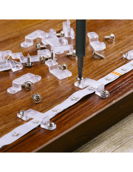 Soportes de Montaje Qunclay para Tiras LED 12 mm - 100 Clips y Tornillos