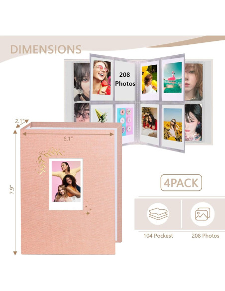 Álbum de Fotos Holoary Rosa 256 Bolsillos 5.6x8.4 cm