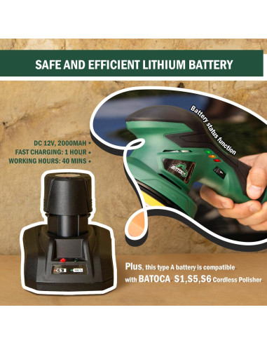 Pulidor de Coche Inalámbrico BATOCA S3 12V 2 Baterías 2.0Ah