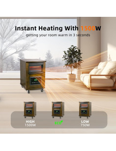 Calefactor Infrarrojo WEWARM 1500W con Control Remoto y Ruedas 2