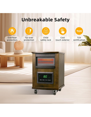 Calefactor Infrarrojo WEWARM 1500W con Control Remoto y Ruedas