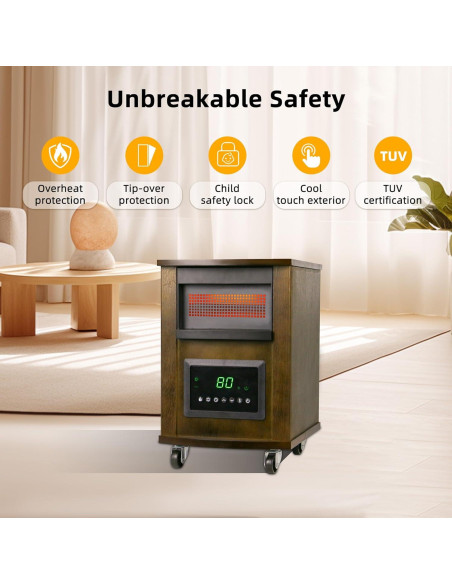 Calefactor Infrarrojo WEWARM 1500W con Control Remoto y Ruedas