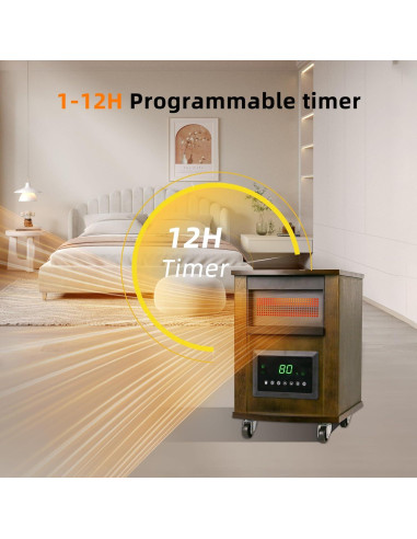 Calefactor Infrarrojo WEWARM 1500W con Control Remoto y Ruedas