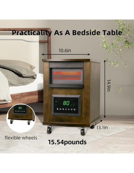 Calefactor Infrarrojo WEWARM 1500W con Control Remoto y Ruedas