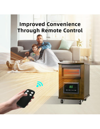 Calefactor Infrarrojo WEWARM 1500W con Control Remoto y Ruedas
