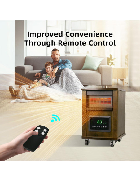 Calefactor Infrarrojo WEWARM 1500W con Control Remoto y Ruedas