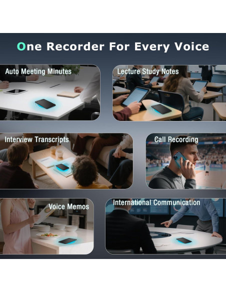 Grabadora de Voz AI ZEOUPT 64GB con Transcripción Multilingüe