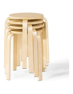 Juego de 4 Taburetes Apilables GLACER Natural 45.72 cm
