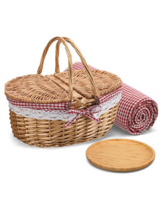 Cesta de Picnic Gandeer con Forro y Platos de Bambú 4 Personas