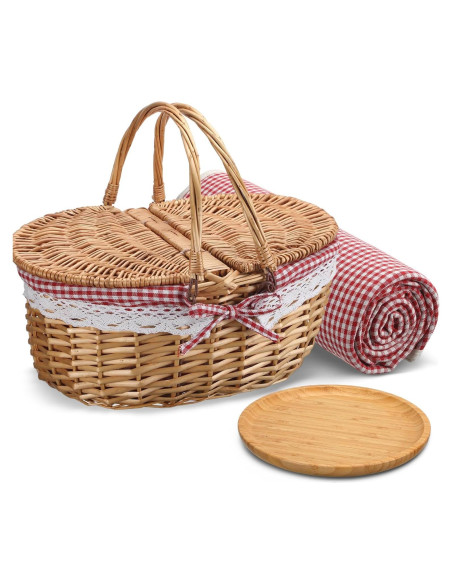 Cesta de Picnic Gandeer con Forro y Platos de Bambú 4 Personas