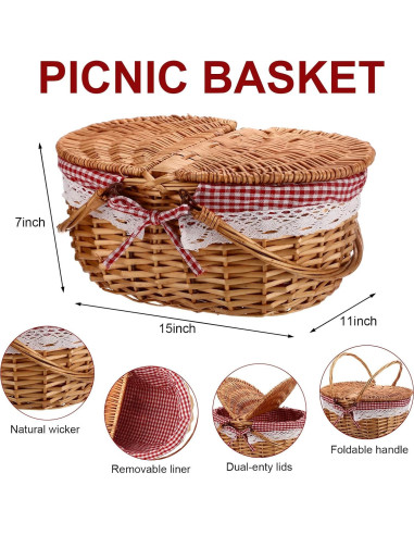 Cesta de Picnic Gandeer con Forro y Platos de Bambú 4 Personas