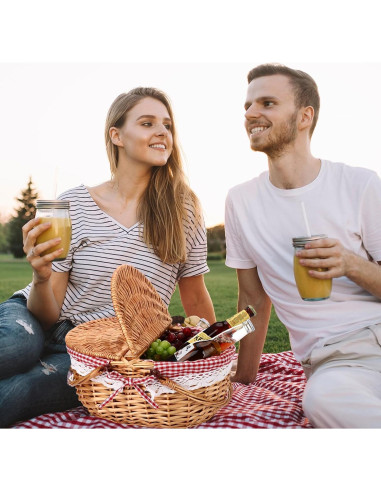 Cesta de Picnic Gandeer con Forro y Platos de Bambú 4 Personas