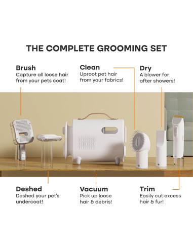 Aspiradora para Acicalamiento de Mascotas Fursprint - Kit Completo con 7 Accesorios