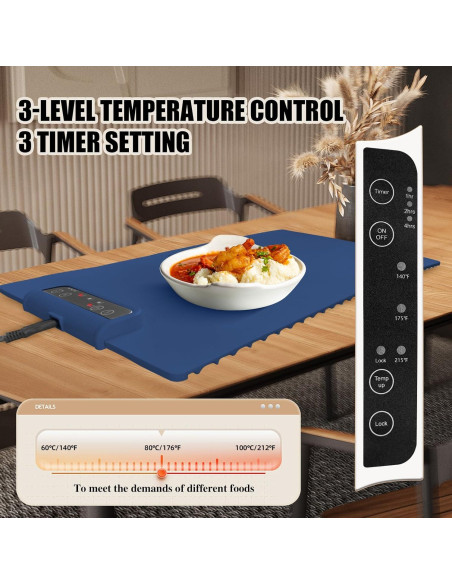 Alfombrilla Calentadora de Comida Eléctrica Pandaaar 60.8x37.8cm