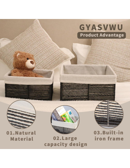 Cesta de Almacenamiento Rectangular GYASVWU - Negro Pequeño