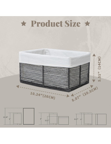 Cesta de Almacenamiento Rectangular GYASVWU - Negro Pequeño