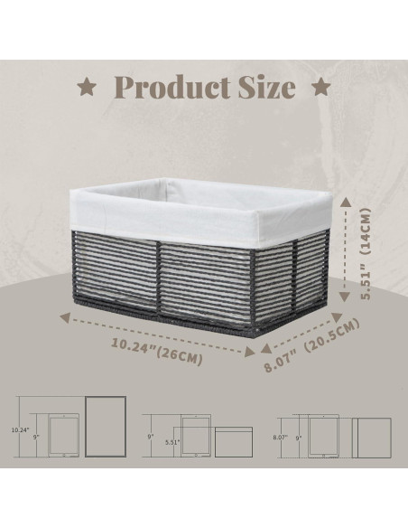 Cesta de Almacenamiento Rectangular GYASVWU - Negro Pequeño