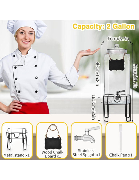 Dispensador de Bebidas de Vidrio Edycur 2 Galones con Grifo