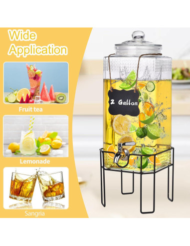 Dispensador de Bebidas de Vidrio Edycur 2 Galones con Grifo