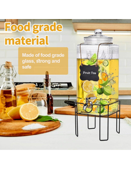 Dispensador de Bebidas de Vidrio Edycur 2 Galones con Grifo