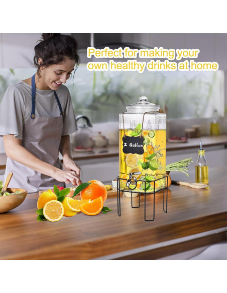 Dispensador de Bebidas de Vidrio Edycur 2 Galones con Grifo