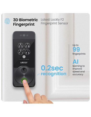 Cerradura Inteligente Lockly Visage Zeno, Reconocimiento Facial y Huella Dactilar, Wi-Fi, Instalación Fácil
