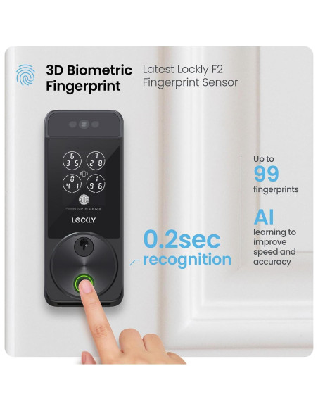 Cerradura Inteligente Lockly Visage Zeno, Reconocimiento Facial y Huella Dactilar, Wi-Fi, Instalación Fácil