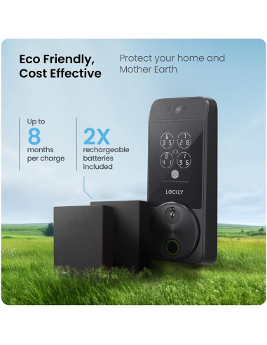 Cerradura Inteligente Lockly Visage Zeno, Reconocimiento Facial y Huella Dactilar, Wi-Fi, Instalación Fácil