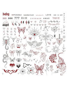 Tatuajes Temporales Realistas QiHeXian 100pcs Mujeres