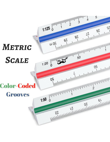 Regla de Escala Triangular de Aluminio Mr. Pen 30 cm