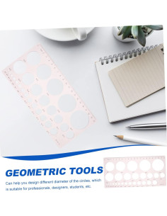 6 Plantillas de Dibujo Geométrico SHINEOFI Rosa 21x10.1cm 2